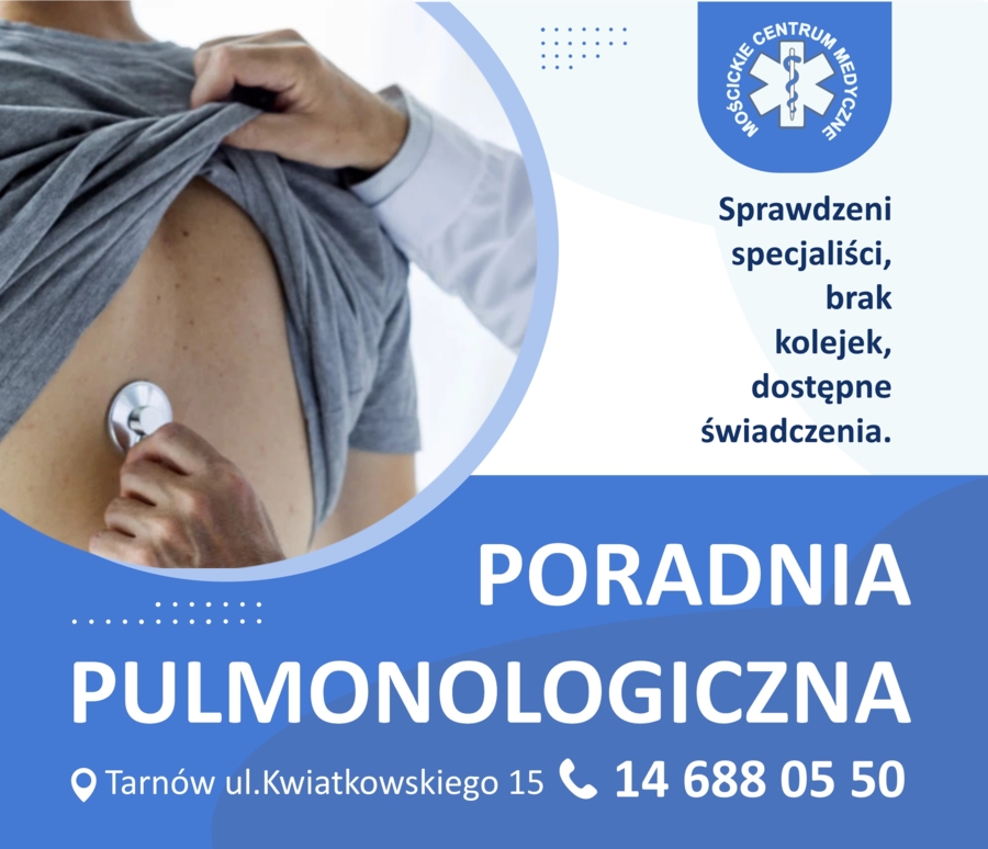 Plakat reklamujący Pracownię Pulmonologiczną MCM